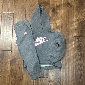Nike Kids Gray and Pink Sweatpants
